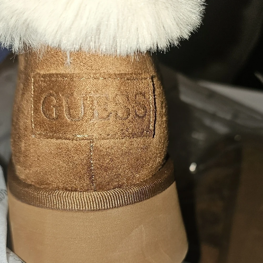 Guess NWT Brown Suede Denla Boots with Fur Trim Size 9